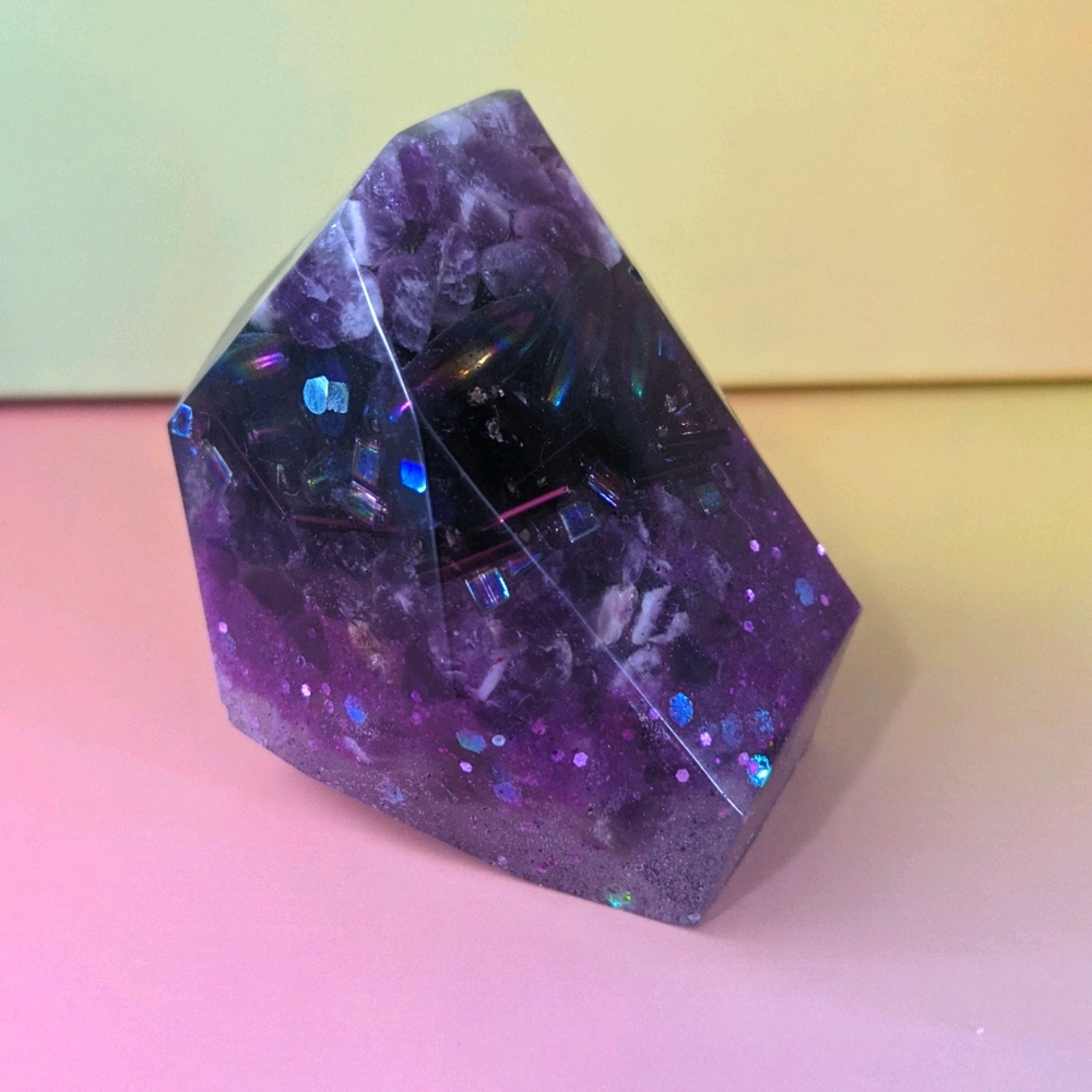 Amethyst & Bead Resin Gem Stone